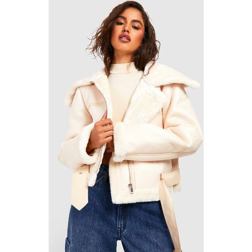 Chaqueta De Doble Faz De Cuero Sintético Y Pelo Sintético - boohoo - Modalova