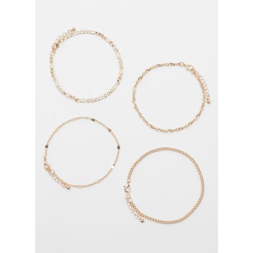 Pack De 4 Tobilleras De Cadena Mixtas - boohoo - Modalova