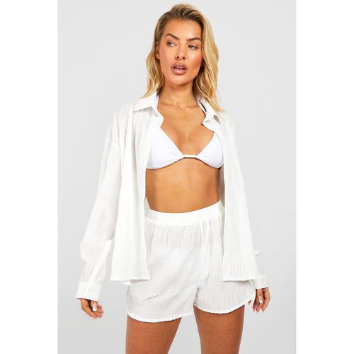 Conjunto Coordinado Para La Playa De Pantalón Corto Y Camisa Fruncida Fruncida - boohoo - Modalova