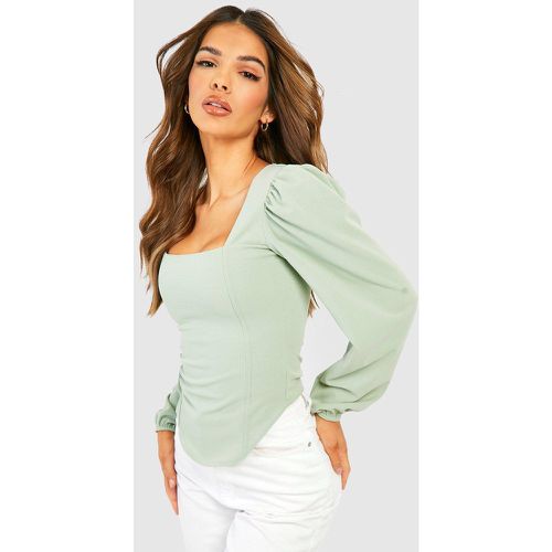 Top a corsetto a maniche lunghe - boohoo - Modalova