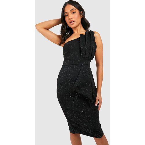 Vestido Petite Midi Asimétrico Metálico Con Volante - boohoo - Modalova