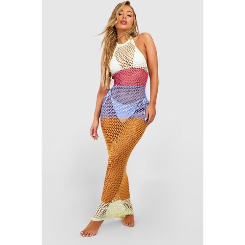 Vestido Maxi Para La Playa De Croché Con Rayas Y Colores En Bloque - boohoo - Modalova