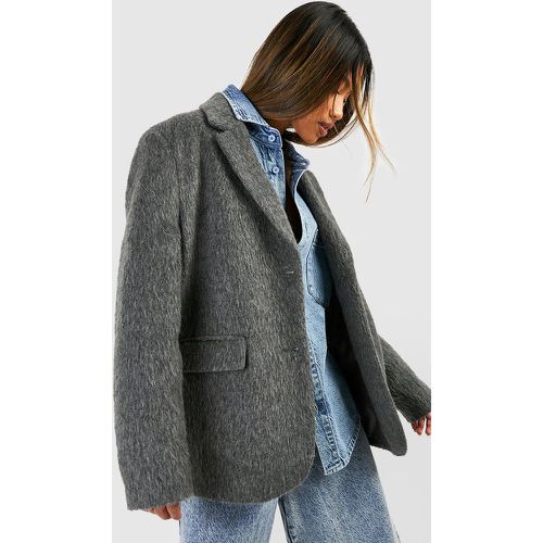 Blazer oversize in lana con trama in rilievo - boohoo - Modalova
