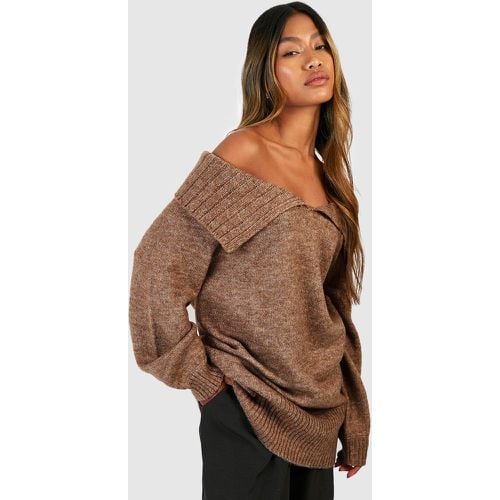 Jersey Oversize Con Cuello, Beige - boohoo - Modalova