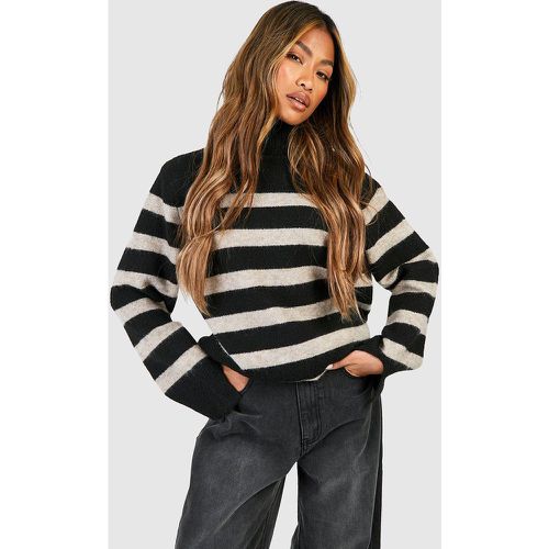 Maglione oversize a righe con collo alto - boohoo - Modalova