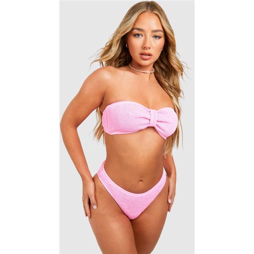 Set bikini a fascia Premium effetto goffrato con nodo - boohoo - Modalova