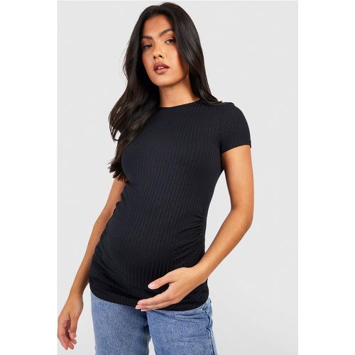 Camiseta Premamá De Canalé Con Escote En U - boohoo - Modalova