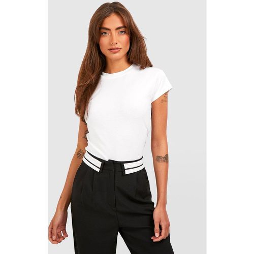 Camiseta Básica De Algodón Ajustada Con Mangas Casquillo - boohoo - Modalova