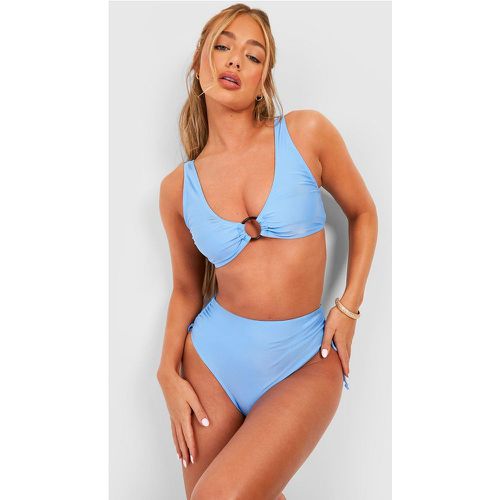 Set bikini contenitivo con anello e ruches - boohoo - Modalova