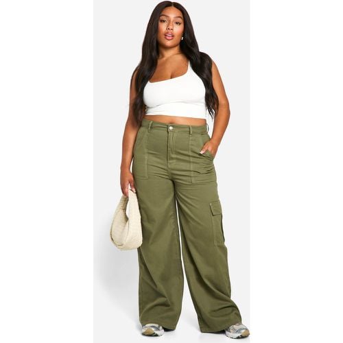 Vaqueros Plus Cargo Holgados, Verde - boohoo - Modalova