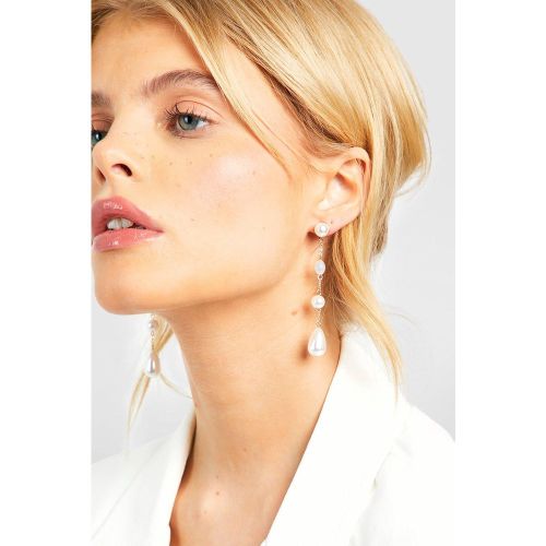 Pendientes Con Perlas, Blanco - boohoo - Modalova