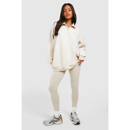 Set felpa oversize con zip corta & legging - boohoo - Modalova