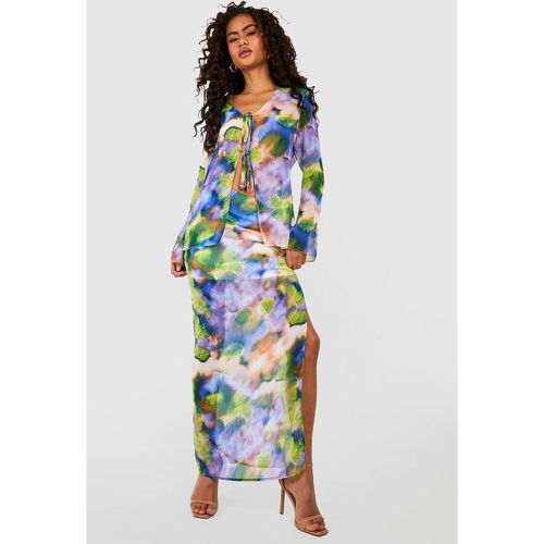 Gonna maxi in chiffon a fiori sfocati - boohoo - Modalova