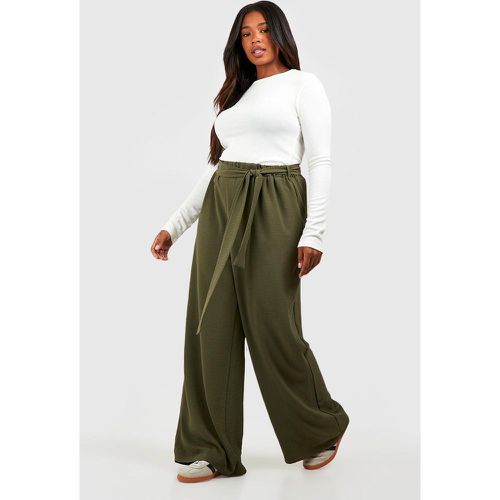 Pantaloni a gamba ampia Plus Size con trama e cintura - boohoo - Modalova