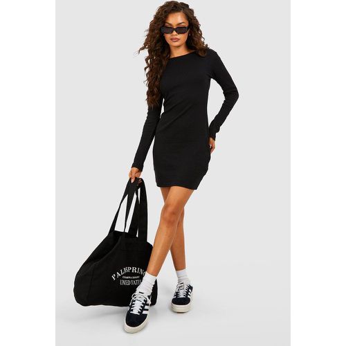 Vestido Mini Básico De Manga Larga Con Cuello De Caja - boohoo - Modalova