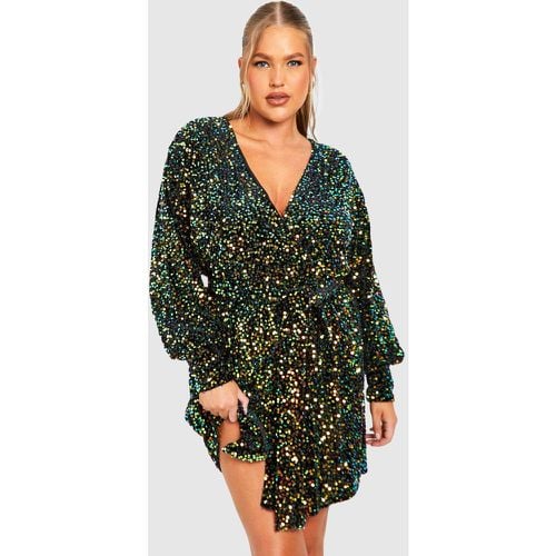 Vestito scaldacuore Plus Size in velluto con paillettes - boohoo - Modalova