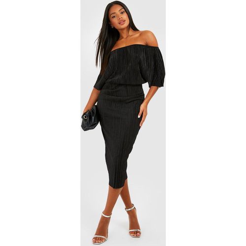 Vestito midi plissettato con spalle scoperte - boohoo - Modalova