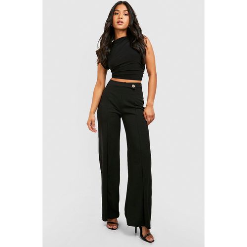 Pantaloni Petite in Stretch asimmetrici con cuciture - boohoo - Modalova