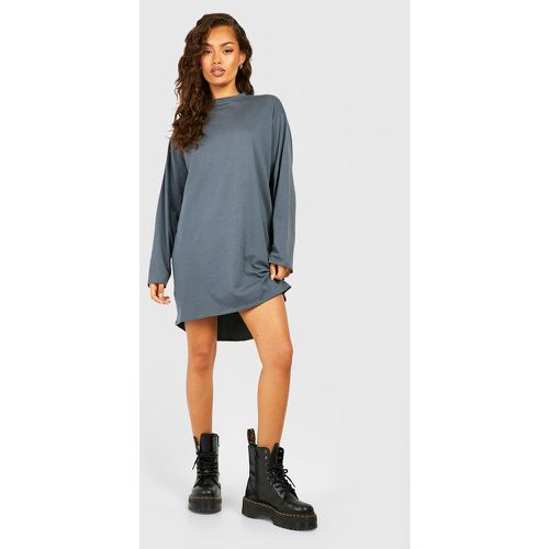 Vestido Camiseta Oversize De Manga Larga Con Filo Asimétrico - boohoo - Modalova