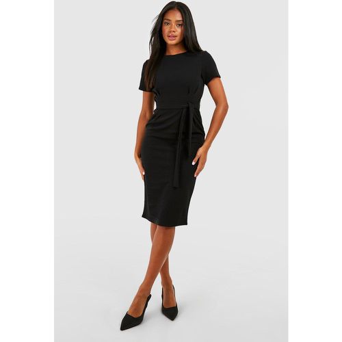 Vestido Midi De Tela Jersey Crepé Plisado Con Cinturón - boohoo - Modalova