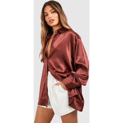 Camisa Oversize De Raso Texturizada - boohoo - Modalova