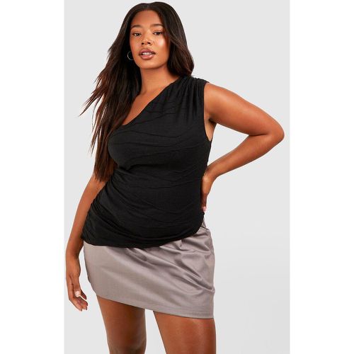 Top Plus Size monospalla asimmetrico con trama in rilievo - boohoo - Modalova