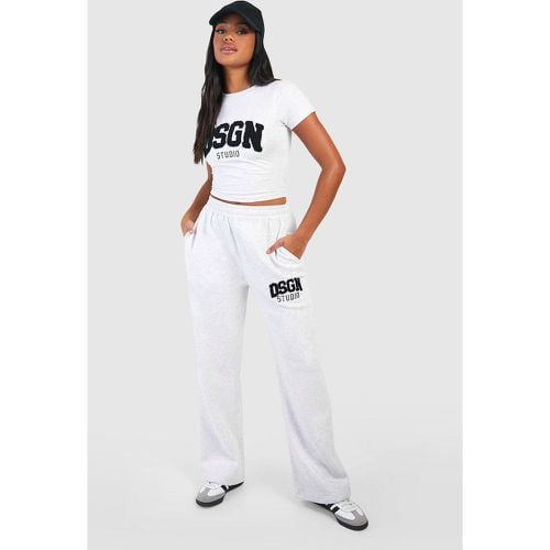 Pantalón Deportivo De Pernera Recta Con Aplique De Felpa Dsgn Studio - boohoo - Modalova