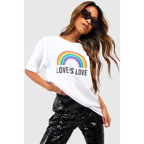 Camiseta Oversize Con Estampado De Arcoíris Love Is Love - boohoo - Modalova