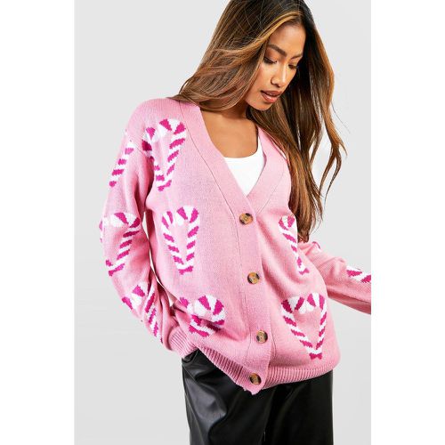 Cardigan natalizio con cuori di zucchero filato - boohoo - Modalova