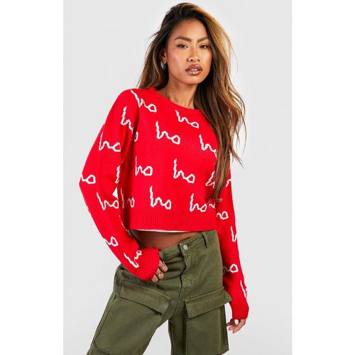 Jersey Crop Navideño Con Estampado Ho Ho Ho - boohoo - Modalova