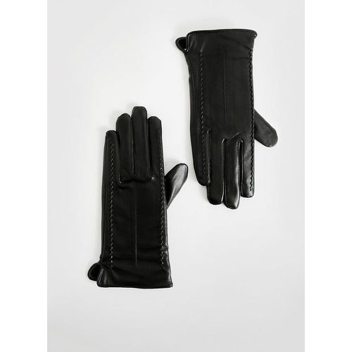 Guantes De Cuero Sintético Con Detalle De Costuras - boohoo - Modalova