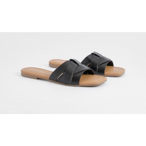 Woven Basic Mule Sandals, Nero - boohoo - Modalova