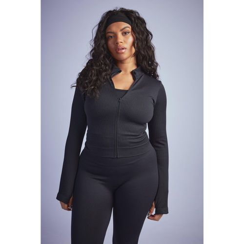 Giacca Plus Size a coste senza cuciture con zip - boohoo - Modalova