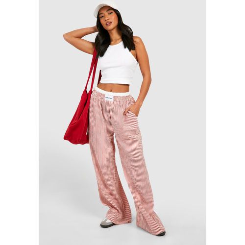 Pantalón Petite Con Raya Diplomática Y Cintura En Contraste - boohoo - Modalova