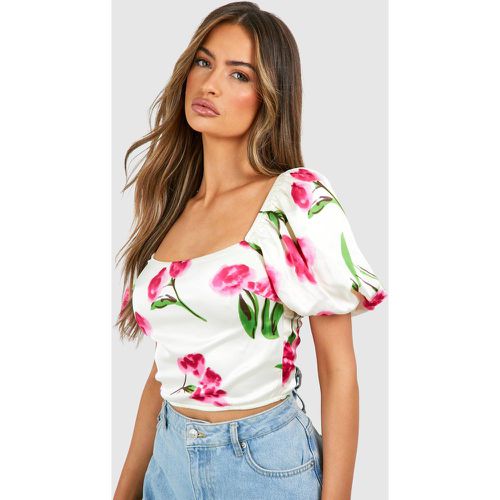 Corsé De Flores Con Mangas Abullonadas - boohoo - Modalova