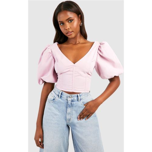 Corsé Con Escote De Pico Y Mangas Abullonadas - boohoo - Modalova