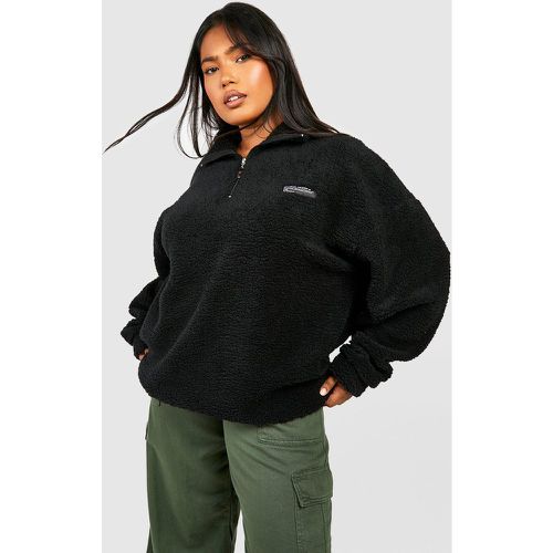 Sudadera Plus De Borreguito Con Cuello Alto Y Cremallera - boohoo - Modalova