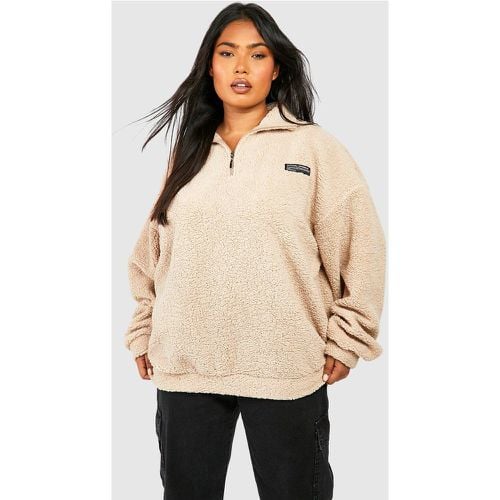 Sudadera Plus De Borreguito Con Cuello Alto Y Cremallera - boohoo - Modalova