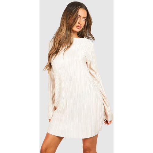 Vestido Recto Plisado, Beige - boohoo - Modalova