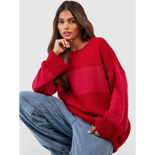 Maglione oversize a righe effetto smagliato - boohoo - Modalova