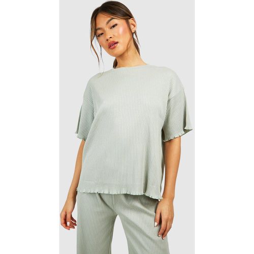 T-shirt oversize a coste con fondo ondulato - boohoo - Modalova