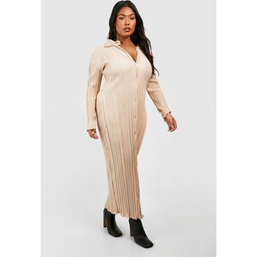 Vestito camicia longuette Plus Size plissettato ampio - boohoo - Modalova