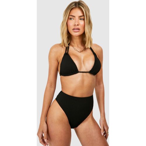 Set bikini a triangolo a vita alta con trama - boohoo - Modalova