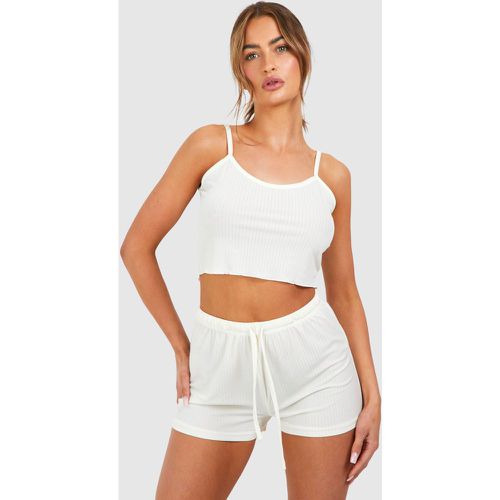 Pigiama smanicato a punta & pantaloncini - boohoo - Modalova