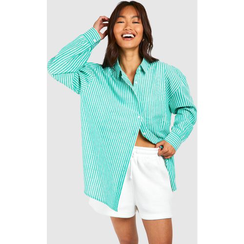 Camisa Oversize De Rayas Finas Con Bolsillos - boohoo - Modalova