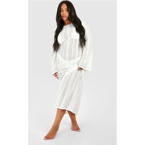 Vestido Plus Maxi Para La Playa De Croché Con Atadura - boohoo - Modalova