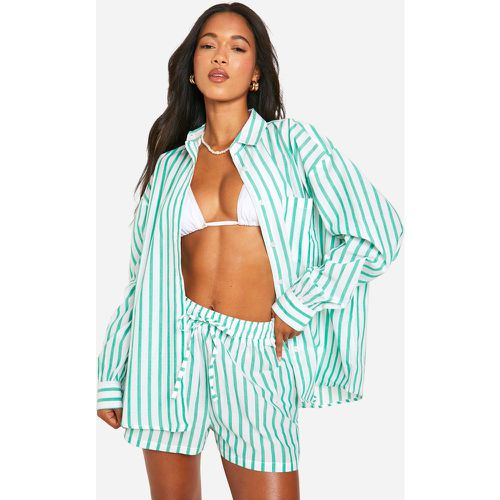 Fine Stripe Oversized Shirt And Short Beach Co-Ord - boohoo - Modalova