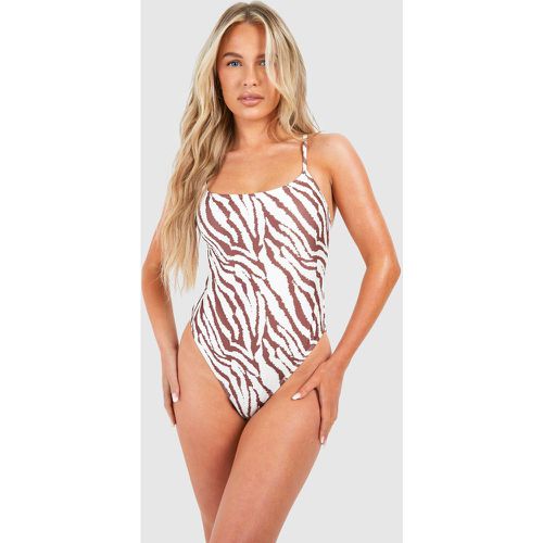 Tiger Strappy Swimsuit, Blanco - boohoo - Modalova