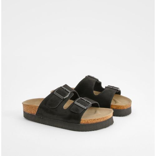 Wide Fit Platform Double Buckle Footbed Slider - boohoo - Modalova