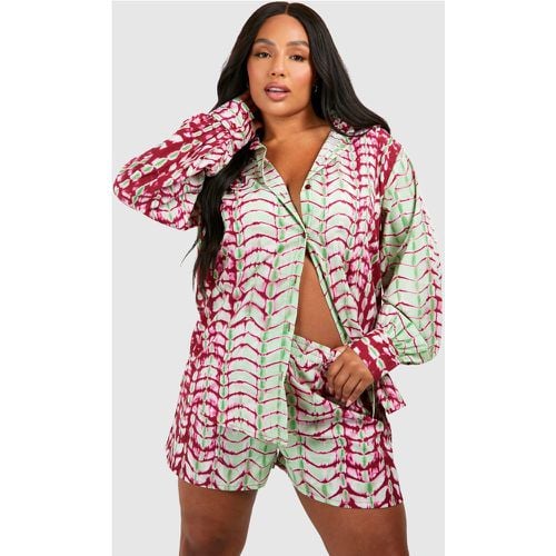 Camicia Plus Size oversize in fantasia tie dye - boohoo - Modalova